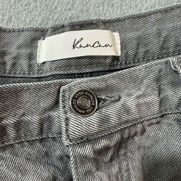 KanCan Jeans Women's 31 Gray Flare Raw Hem Button Fly Stretch High Rise Denim - Picture 3 of 11